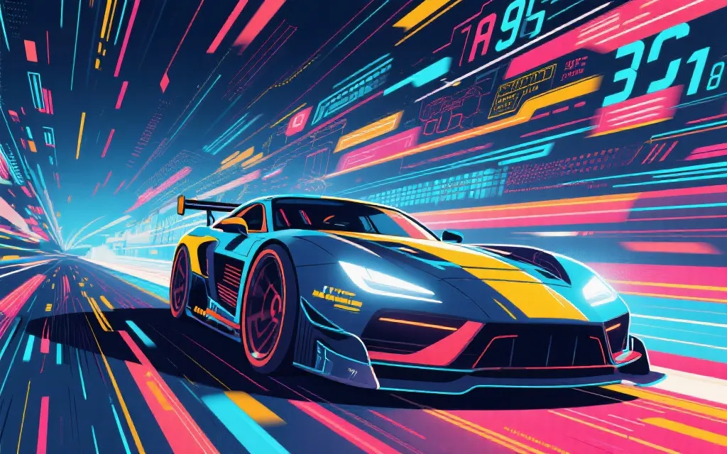 高速赛车场景抽象插画